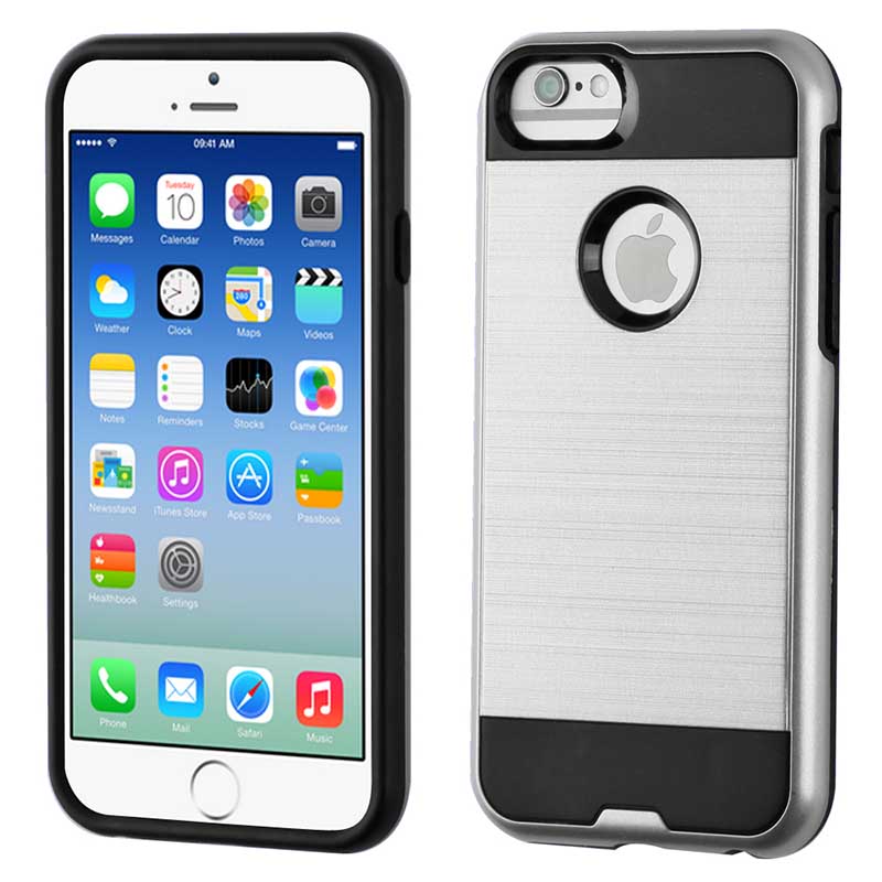 mobiletech-iphone6-mybat-ASMYNA-Silver-Brushed-Hybrid-Protector-Cove